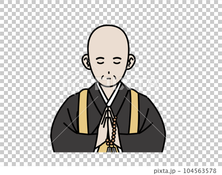 一個和尚雙手合十的插圖 一個和尚雙手合十的插圖 104563578