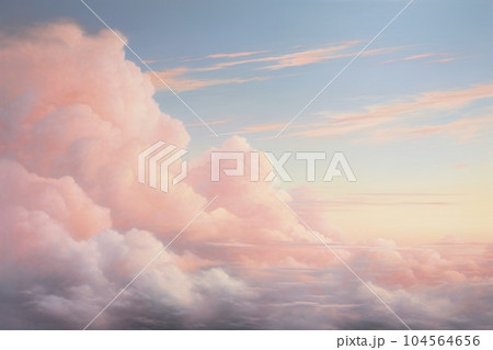Beautiful pastel tone color sky reflection on water with sunlight. 104564656