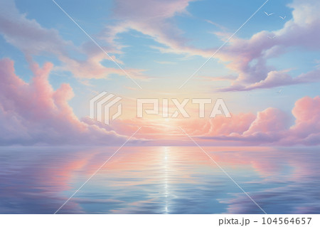 Beautiful pastel tone color sky reflection on water with sunlight. Beautiful pastel tone color sky reflection on water with sunlight. 104564657
