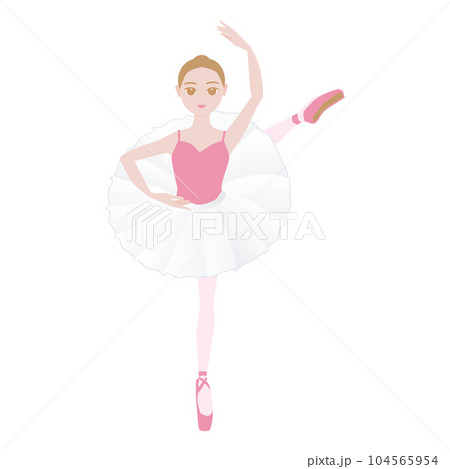 シンプルなダンサーのイラスト_イタリアンフェッテを練習するバレリーナ 104565954
