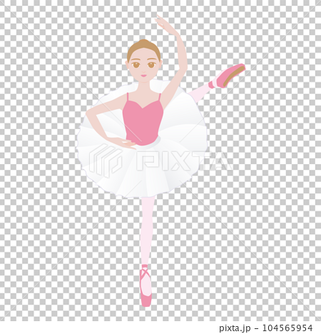 シンプルなダンサーのイラスト_イタリアンフェッテを練習するバレリーナ 104565954