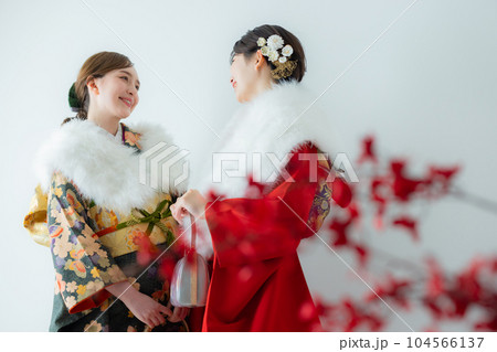 振袖の2人の女性 振袖の2人の女性 104566137