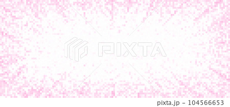 Fading pixelated pick frame. Radial rose noise grain texture. Incarnadine and Roseate vanishing mosaic background. Light pink shades vector background 104566653