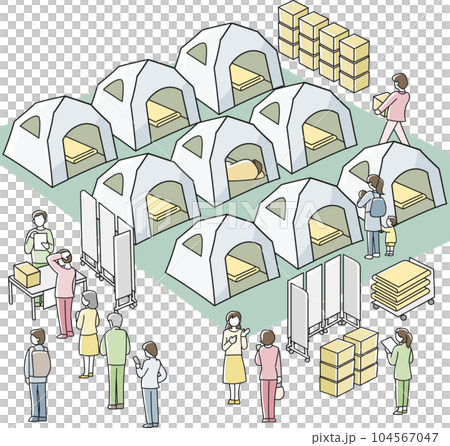 災害時的避難場所，防災帳篷 104567047