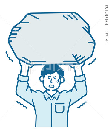 岩を持ち上げる男性 104567153