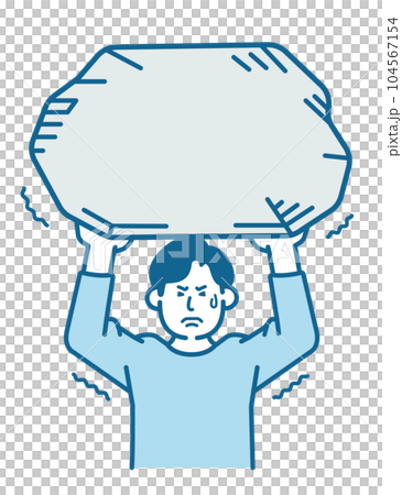 岩を持ち上げる男性 104567154