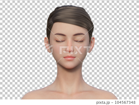 3d 模型女性臉部正面特寫閉著眼睛 104567348