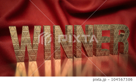 The gold winner text on red background concept 3d rendering The gold winner text on red background concept 3d rendering 104567386