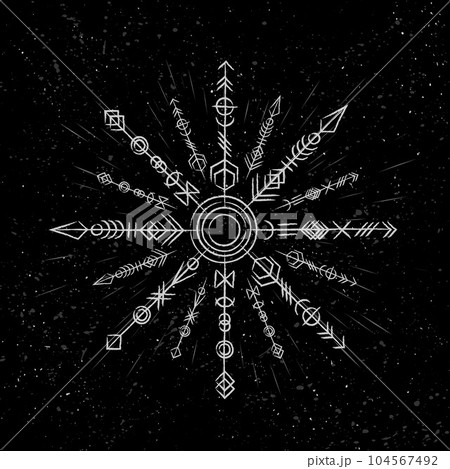 Abstract runic boho white symbol Abstract runic boho white symbol 104567492