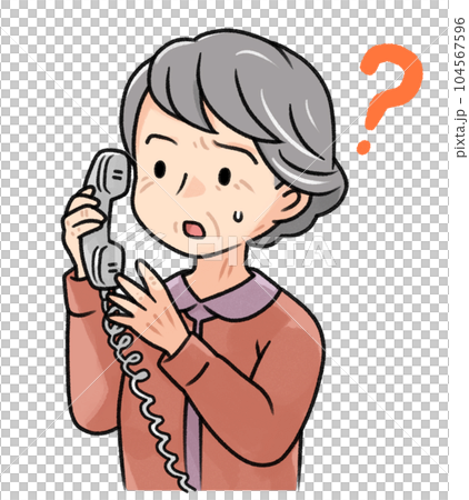 Senior woman who does not understand the contents of the phone 104567596