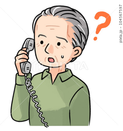 電話の内容がよくわからないシニア男性 104567597