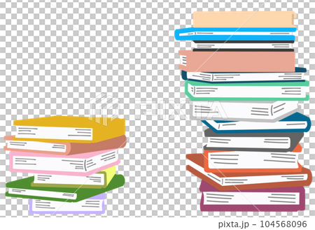 積み重なったかわいい本のイラスト 積読 積ん読 主線なし 積み重なったかわいい本のイラスト 積読 積ん読 主線なし 104568096
