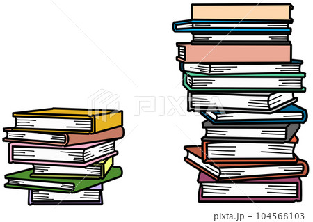 積み重なったかわいい本のイラスト　積読　積ん読 104568103