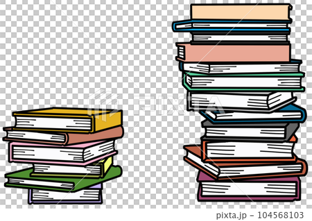 積み重なったかわいい本のイラスト　積読　積ん読 104568103