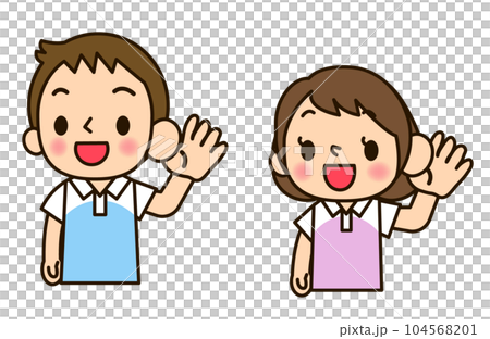 介護士男女　耳をそばだてる 104568201