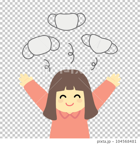 一個女孩很高興成為無面具的插圖 一個女孩很高興成為無面具的插圖 104568481