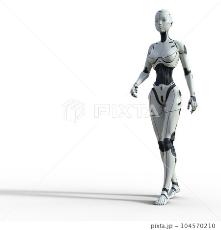 歩行するAIロボット 女性型アンドロイド perming3DCG イラスト素材 歩行するAIロボット 女性型アンドロイド perming3DCG イラスト素材 104570210
