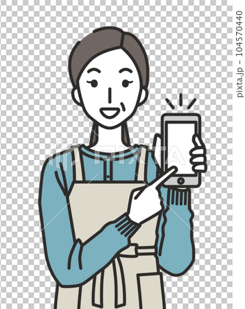 40 多歲和 50 多歲的女性展示智能手機 40 多歲和 50 多歲的女性展示智能手機 104570440