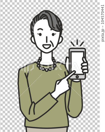 顯示智能手機的資深婦女 104570441