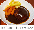 皿に盛った手作りハンバーグ 104570488
