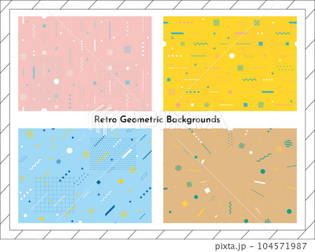 レトロ幾何学背景セット 104571987