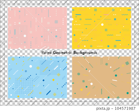 レトロ幾何学背景セット 104571987