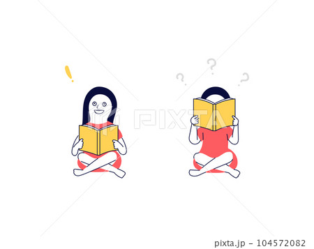 本を読んで難しい内容を理解した女性 104572082
