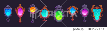 Cartoon set of magic mirrors Cartoon set of magic mirrors 104572134