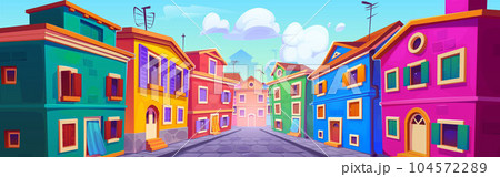Sunny Italy old town street cartoon vector Sunny Italy old town street cartoon vector 104572289
