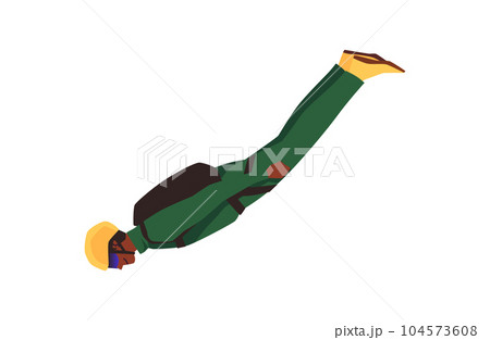 Falling man with parachute in special bag flat style, vector illustration 104573608