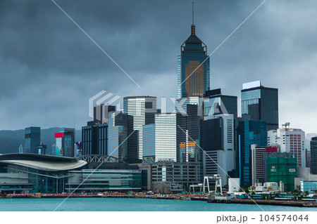 Hong Kong Skyline Kowloon from Fei Ngo Shan hill sunset 104574044