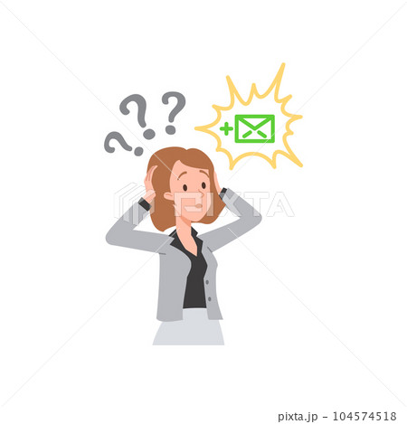 Surprised woman grabbing head from new letters flat style, vector illustration Surprised woman grabbing head from new letters flat style, vector illustration 104574518