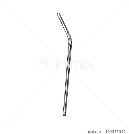 Hand drawn monochrome straw for drinks sketch style, vector illustration Hand drawn monochrome straw for drinks sketch style, vector illustration 104575342