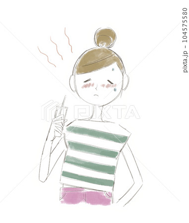 暑そうな女性　夏　暑い 104575580