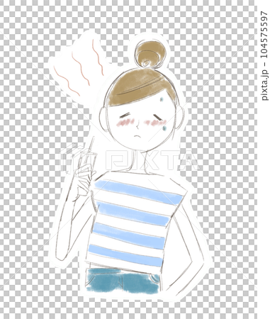 看起來很熱的女人 夏天很熱 104575597