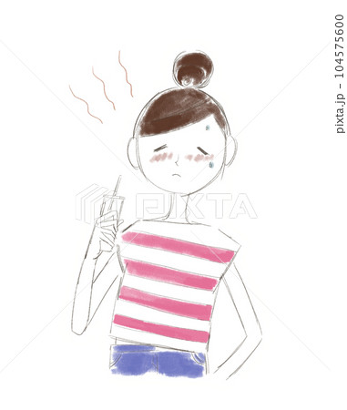 暑そうな女性　夏　暑い 104575600