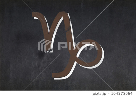 Capricorn zodiac sign drawn on a blackboard 104575664