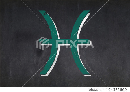 Pisces zodiac sign drawn on a blackboard Pisces zodiac sign drawn on a blackboard 104575669