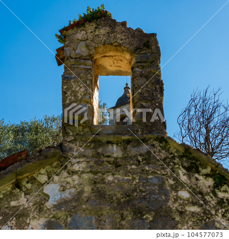 Old church in the abandoned village of Gorny Stoliv, Montenegro Old church in the abandoned village of Gorny Stoliv, Montenegro 104577073