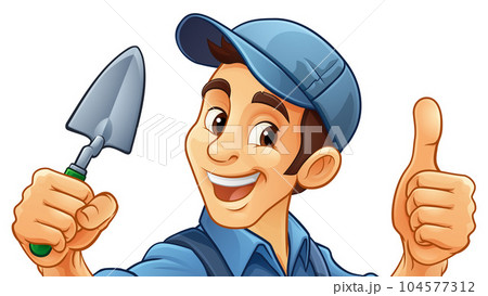 Bricklayer Mascot Tool Mason Construction Mascot 104577312