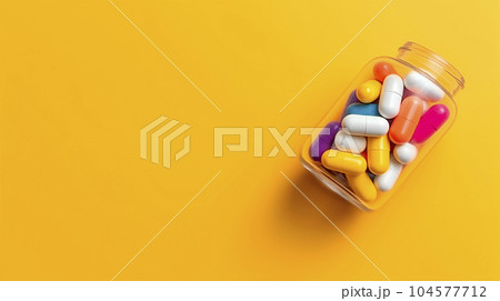 Heap of pills - medical background and medicine concept, generated AI 104577712