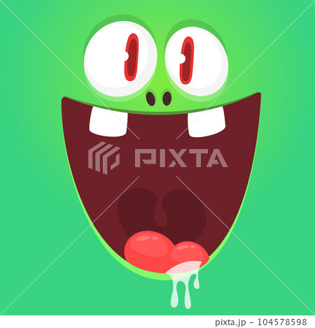 Funny cartoon monster character face expression. Illustration of cute and happy mythical alien creature. Halloween design Funny cartoon monster character face expression. Illustration of cute and happy mythical alien creature. Halloween design 104578598