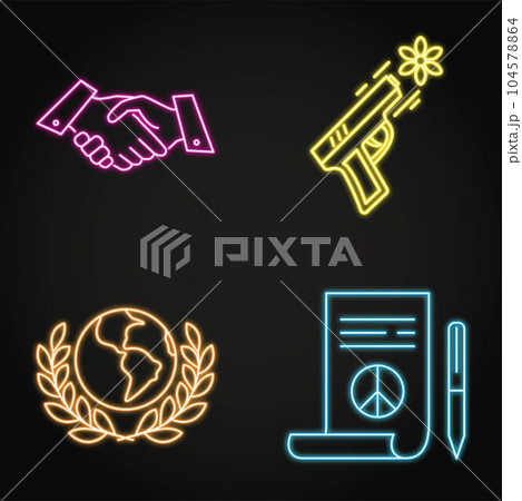 Pacifism and peace neon icon set 104578864