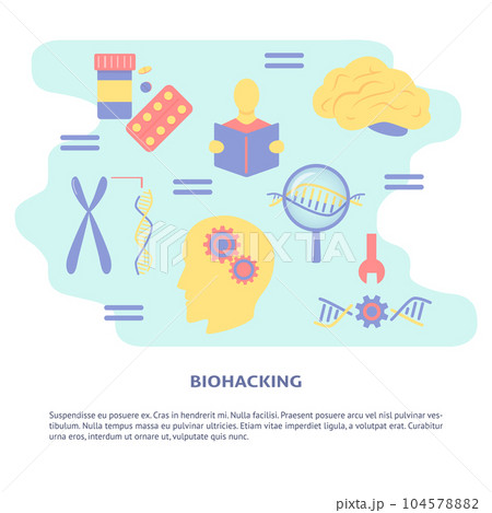 Biohacking concept banner in flat style with...のイラスト素材 [104578882] - PIXTA