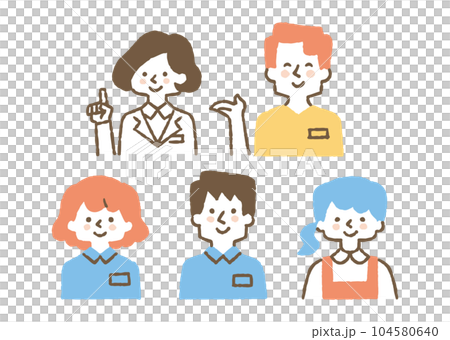 Set of people working in nursing homes_color Set of people working in nursing homes_color 104580640