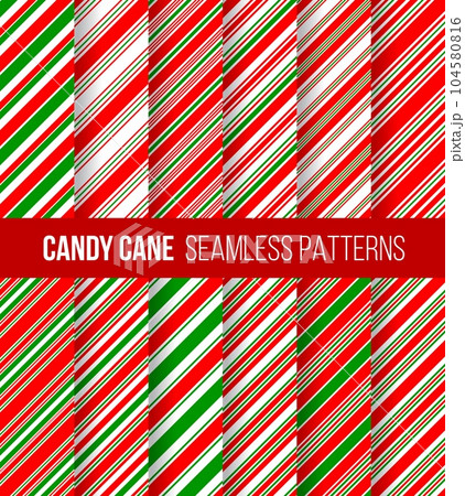 Candy cane Christmas patterns. Red, white and...のイラスト素材 [104580816] - PIXTA