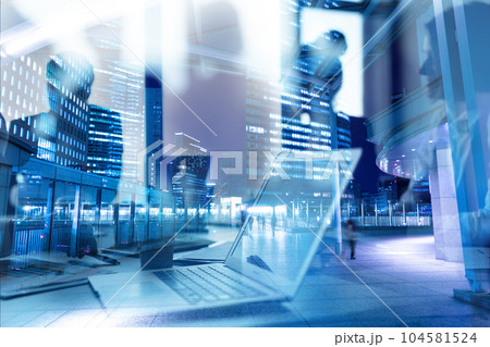 Group of business people work together in office 104581524