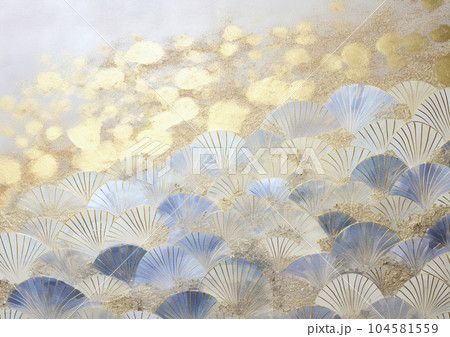 和風模様とタイルアートの金色の壁紙 和風模様とタイルアートの金色の壁紙 104581559
