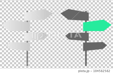 Illustration material set of signpost pointing in the direction 104582582