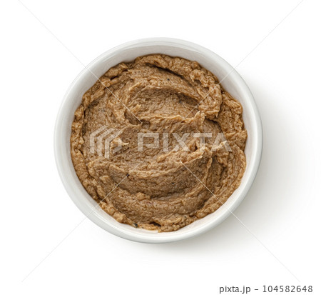 Liver pate isolated on white background, top view 104582648